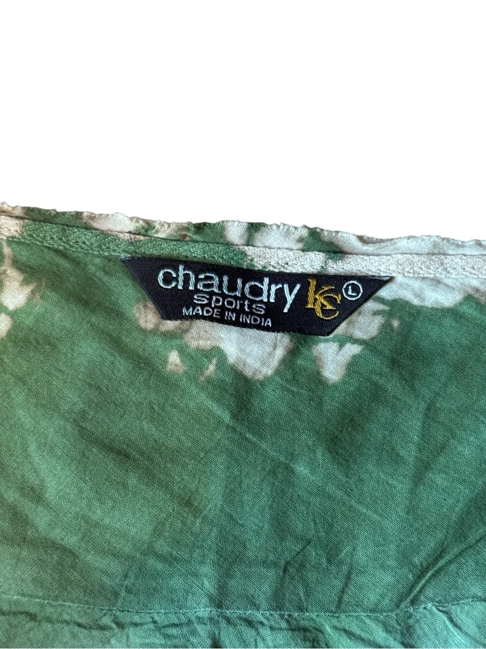 Chaudry Green and White Tie-Dye Tiered Skirt